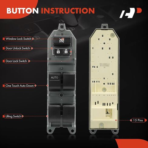 A-Premium Master Power Window Switch Compatible with Toyota Camry 2007-2017, Highlander 2008-2013, Prius C 2012-2019, 15-Pin with Auto Down, Replace# 8482006060, 8482006061 in Saudi Arabia