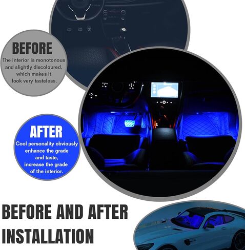 Car LED Strip Light, 24 LED RGB Auto Under Dash Interior Atmosphere Lights, 12V Ambient Night Light, Auto Interior Decorative Lamp, Universal Car Accessories (Orange, Cigarette Adapter) in Kuwait