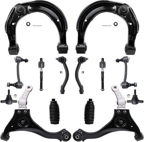 Detroit Axle - 16pc Front End Suspension Kit for 06-10 Hyundai Sonata, Control Arms Tie Rods Boots Sway Bars Struts & Coil Spring Lower Ball Joints 2006 2007 2008 2009 2010 Replacement Struts Shocks in Saudi Arabia