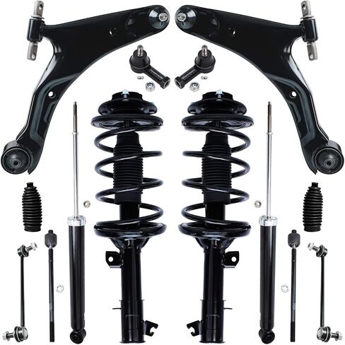 Detroit Axle - Front End 14pc Suspension Kit for 2001-2006 Hyundai Santa Fe 2002 2003 2004 2005, 2 Struts 2 Shock Absorbers 2 Lower Control Arms w/Ball Joint 4 Tie Rods 2 Sway Bars 2 Boots Replacement in Saudi Arabia