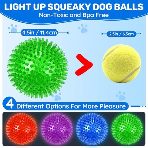 6 Pack 2.5" Light Up Squeaky Dog Balls, Spiky Dog Toy Balls for Puppy Small,Medium Dogs in Kuwait