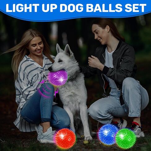 6 Pack 2.5" Light Up Squeaky Dog Balls, Spiky Dog Toy Balls for Puppy Small,Medium Dogs in Kuwait