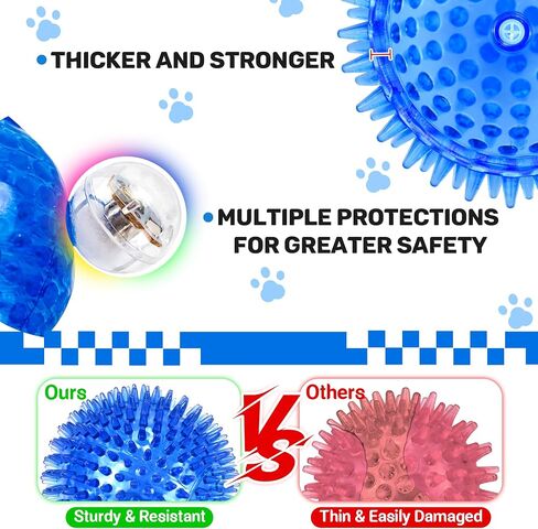 6 Pack 2.5" Light Up Squeaky Dog Balls, Spiky Dog Toy Balls for Puppy Small,Medium Dogs in Kuwait
