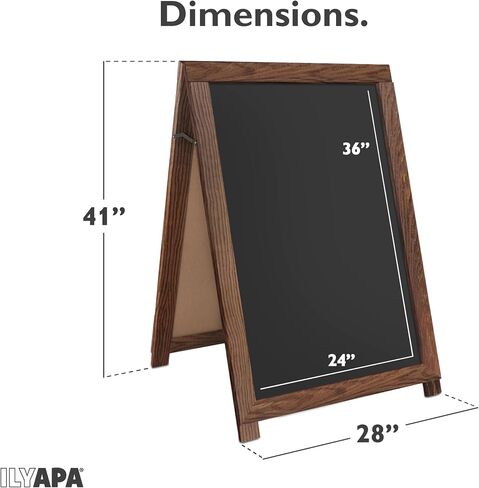 Ilyapa 2 in 1 A Frame Sign Holder and Chalkboard Easel - Dual Sided Magnetic Chalk Sandwich Board & Poster Stand - Sidewalk Advertising Signs Display for Businesses and Vendors Outdoor - 28x41 - Black in Kuwait
