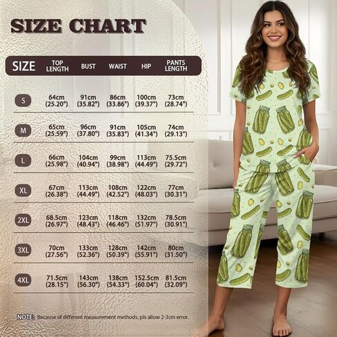 مجموعة بيجاما للسيدات قمم قصيرة الأكمام و Capri Pants Sleepwear 2 قطعة مجموعات PJS مع جيوب بالإضافة إلى مجموعات الصالة الحجم in Saudi Arabia