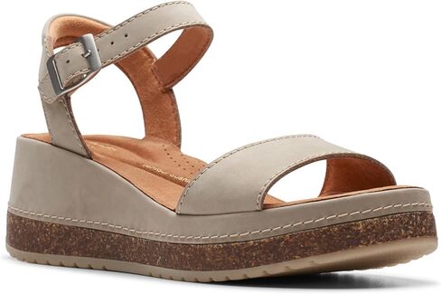 Clarks Women's Kassandra Lily Wedge Sandal, Blue Nubuck, 9.5 Wide, 26177296 in Saudi Arabia