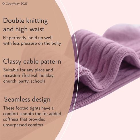 CozyWay Toddler Tights - Girls and Boys Leggins Cable Knit Comfy Cotton Toddlers 1T-2T Multicolor - 3 Pack in Saudi Arabia