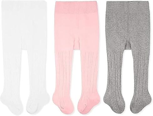 CozyWay Toddler Tights - Girls and Boys Leggins Cable Knit Comfy Cotton Toddlers 1T-2T Multicolor - 3 Pack in Saudi Arabia