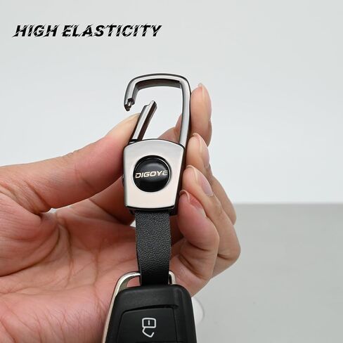 Quick Release Car Key chain, Metal & Leather Detachable Keychain fob holder for Men & Women (Black) in Saudi Arabia
