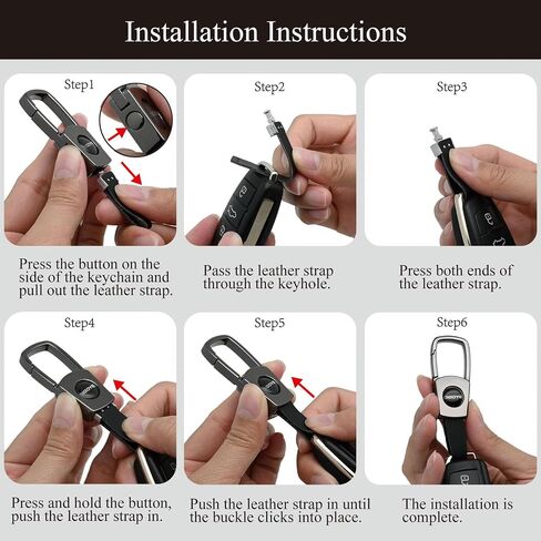 Quick Release Car Key chain, Metal & Leather Detachable Keychain fob holder for Men & Women (Black) in Saudi Arabia
