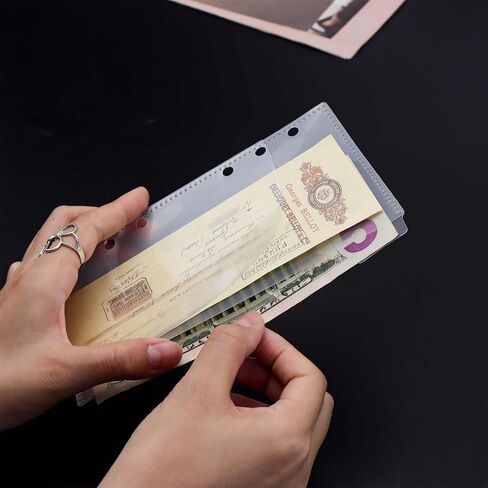 Mogoostry A6 Binder Pocket Cash Envelope 6-Tab Plastic Binder Dividers with 2 Pockets for 6 Ring A6 Binder Sheet Protector Pouch Binder Folder Organizer (Blue - 6 Sheets) in Kuwait