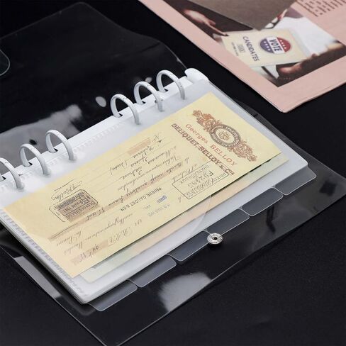 Mogoostry A6 Binder Pocket Cash Envelope 6-Tab Plastic Binder Dividers with 2 Pockets for 6 Ring A6 Binder Sheet Protector Pouch Binder Folder Organizer (Blue - 6 Sheets) in Kuwait