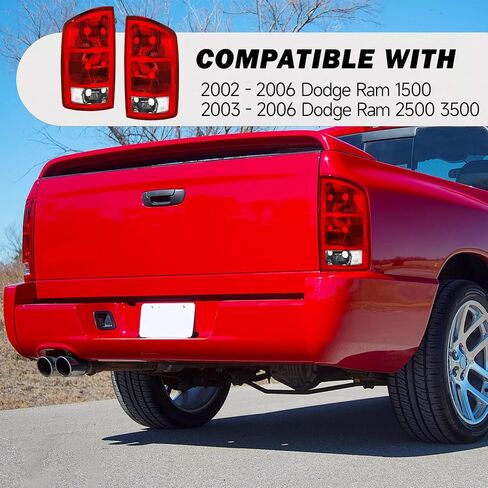 For 2002 2003 2004 2005 2006 Dodge Ram Tail Lights w/Bulbs Halogen Assembly for 02-06 Ram 1500, 03-06 Ram 2500 3500 Taillights Rear Brake Rear Lamps, Driver + Passenger Side CH2801165 CH2800165 in Saudi Arabia