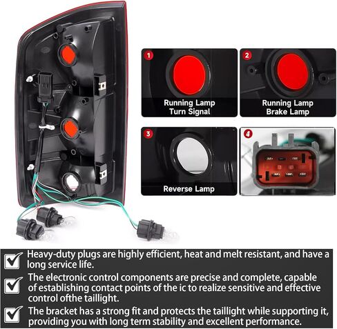 For 2002 2003 2004 2005 2006 Dodge Ram Tail Lights w/Bulbs Halogen Assembly for 02-06 Ram 1500, 03-06 Ram 2500 3500 Taillights Rear Brake Rear Lamps, Driver + Passenger Side CH2801165 CH2800165 in Saudi Arabia