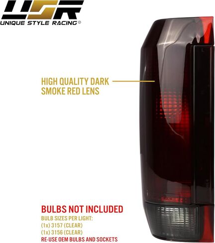 USR 90-96 F150 Pickup Light Light-مصابيح الذيل الخلفية الزوجية (يسار + يمين)-متوافقة مع الشاحنة الفائقة Superduty 1990-1996 Ford F-150 / F250 / F350 و 90-96 Bronco-جميع الطرز (العدسة الحمراء الداكنة الداكنة) in Kuwait