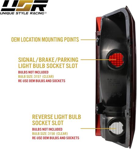USR 90-96 F150 Pickup Light Light-مصابيح الذيل الخلفية الزوجية (يسار + يمين)-متوافقة مع الشاحنة الفائقة Superduty 1990-1996 Ford F-150 / F250 / F350 و 90-96 Bronco-جميع الطرز (العدسة الحمراء الداكنة الداكنة) in Kuwait