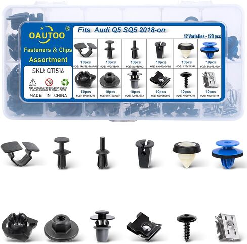 Oautoo 120pcs يناسب Audi Q5 SQ5 2018-On Body Interior and Extrainer Retainer Clip Clip Clips ، غطاء محرك السيارة ، تقليم داخلي ورباع الربع. in Saudi Arabia