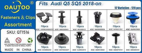 Oautoo 120pcs يناسب Audi Q5 SQ5 2018-On Body Interior and Extrainer Retainer Clip Clip Clips ، غطاء محرك السيارة ، تقليم داخلي ورباع الربع. in Saudi Arabia