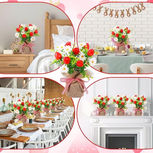 Zeyune 6 Pack Small Strawberry Tables Decoration ، Summer Phade Poke Plusy Plant Plant Plants Rustic Faux Plant في مزهرية الصيف للمكتب المنزلي الصيفي المطبخ الداخلي في الهواء الطلق in Kuwait