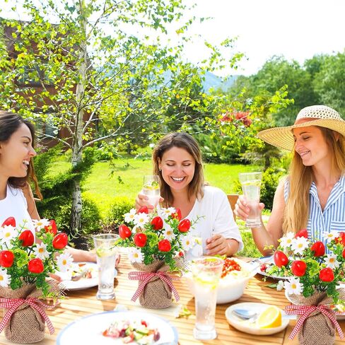 Zeyune 6 Pack Small Strawberry Tables Decoration ، Summer Phade Poke Plusy Plant Plant Plants Rustic Faux Plant في مزهرية الصيف للمكتب المنزلي الصيفي المطبخ الداخلي في الهواء الطلق in Kuwait