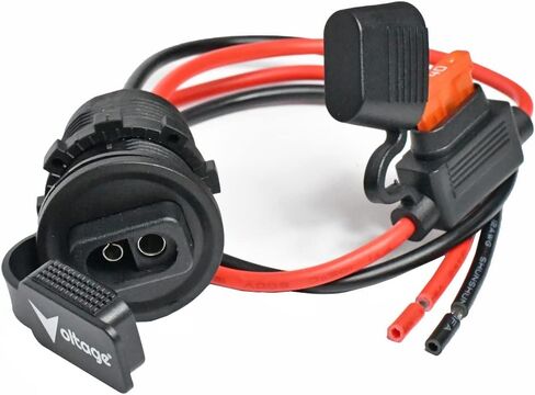 SAE Panel Mount Connector Socket with Fuse Waterproof SAE Quick Connect for Kayak, Boat, Solar Panel, Flush Mount 12AWG 18" V-SAE1250 in Kuwait