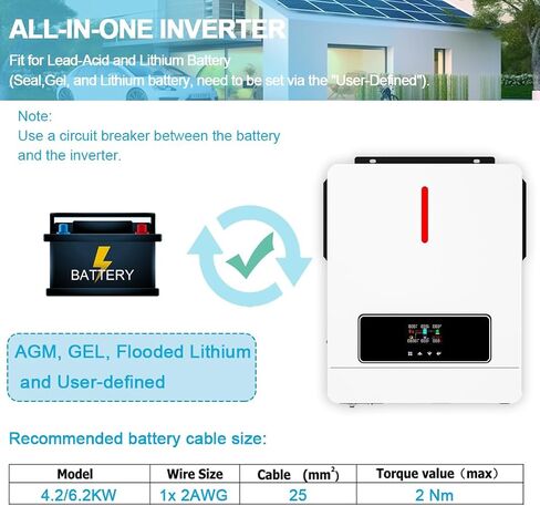 y & h 6.2kw hybrid hybrid inverter 48v AC220V on/Off-Grid Solar Heldter المدمج في MPPT 120A الشاحن الشمسي ، اثنين in Kuwait