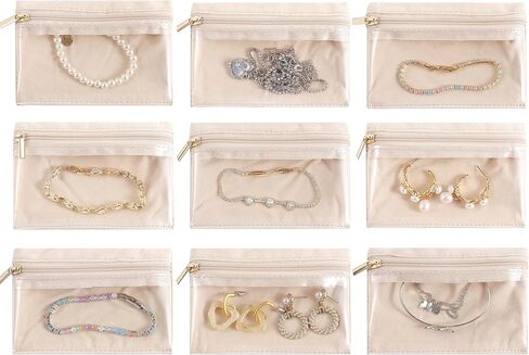 GUKA Travel Jewelry Box, Jewelry Case, Jewelry Holder Organizer, 9 Pcs Travel Jewelry Organizer Bag, Portable Versatile Ring Earring Storage, for Larger Accessories, Gifts for Women and Girls in Kuwait