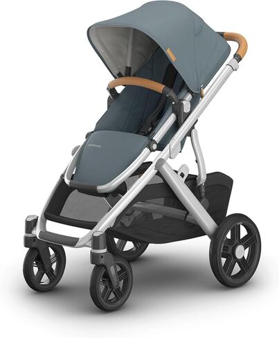 uppababy vista v3 stroller + bassinet v3- نظام عربة أحادية إلى مزدوجة قابلة للتحويل- السحلي ، مقعد طفل صغير ، درع الأخطاء ، درع المطر- Gwen (Green Mélange/Carbon Leather) in Saudi Arabia
