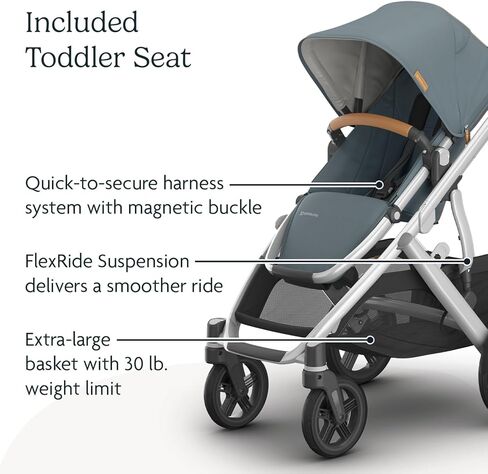 uppababy vista v3 stroller + bassinet v3- نظام عربة أحادية إلى مزدوجة قابلة للتحويل- السحلي ، مقعد طفل صغير ، درع الأخطاء ، درع المطر- Gwen (Green Mélange/Carbon Leather) in Saudi Arabia
