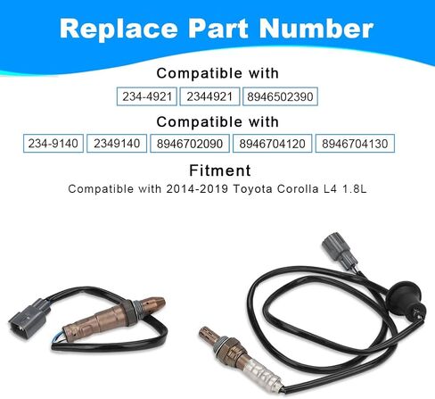 JDMON 2PCS Oxygen O2 Sensor Upstream Downstream Replacement for 2014-2019 Toyota Corolla L4 1.8L Compatible with 234-4921, 2344921, 234-9140, 2349140 in Saudi Arabia