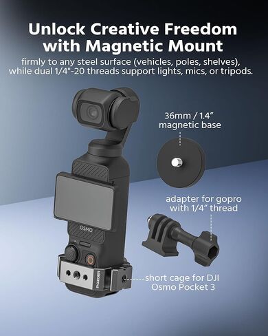 قفص سبيكة الألومنيوم لـ Osmo Pocket 3 ، متوافق مع الجيب 3 مع مقبض البطارية ومقبض 1/4 " in Kuwait