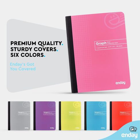 Enday Graph Paper Composition Notebook, Hard Cover Graphing Notebooks, 4 Squares Per Inch Premium Quad Ruled Notebook, 100 Sheets Graphing Notebook for school Journal and Office (2 Pack) in Kuwait