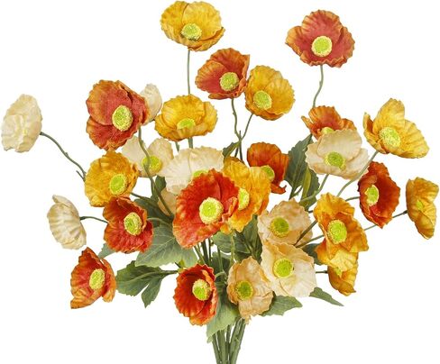 6 PCS Poppies Flowers Flowers Poppy Silk Flowers with Stem Faux Poppies Flower Flower Blows Bowk Phade Boudquet لحضور حفل زفاف حفل ترتيب مركزي. in Kuwait