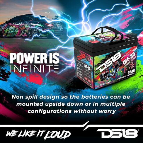 DS18 INF-35AH 1250 Watts AGM Power Cell 12 Volt Battery Maintenance Free - High Performance for Car Audio, Motorsports, Motorcycle, Jet Ski, ATV & UTV in Saudi Arabia