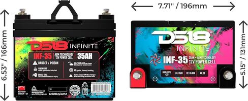 DS18 INF-35AH 1250 Watts AGM Power Cell 12 Volt Battery Maintenance Free - High Performance for Car Audio, Motorsports, Motorcycle, Jet Ski, ATV & UTV in Saudi Arabia