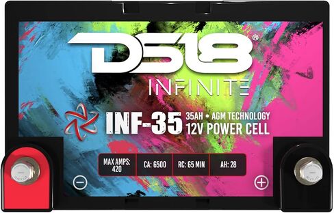 DS18 INF-35AH 1250 Watts AGM Power Cell 12 Volt Battery Maintenance Free - High Performance for Car Audio, Motorsports, Motorcycle, Jet Ski, ATV & UTV in Saudi Arabia