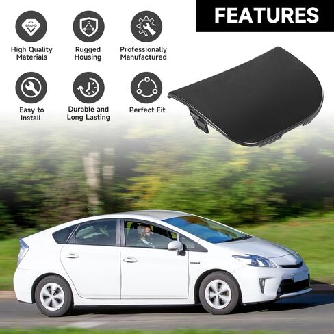 1 Pair Front Bumper Tow Hook Cover Cap for Toyota Prius 2012-2015 | Durable and Sturdy | 52127-47903, 52128-47903 | Tow Hook Eye Hole Cover Cap - Black in Saudi Arabia