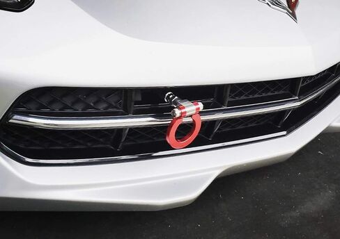 iJDMTOY Compatible with 2014-2019 C7 Chevrolet Corvette Z06 Z51 ZR1 Gran Sport Models Red/Silver Cast Aluminum Track Racing Style Tow Hook in Saudi Arabia