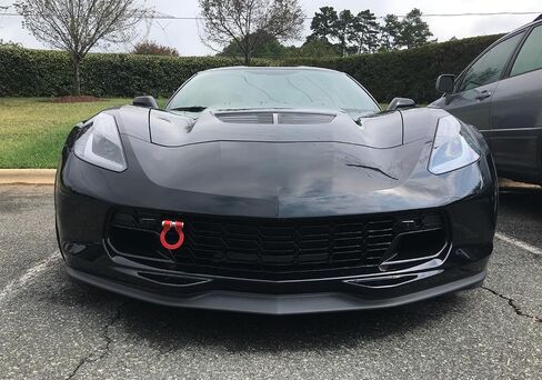 iJDMTOY Compatible with 2014-2019 C7 Chevrolet Corvette Z06 Z51 ZR1 Gran Sport Models Red/Silver Cast Aluminum Track Racing Style Tow Hook in Saudi Arabia
