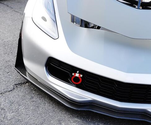 iJDMTOY Compatible with 2014-2019 C7 Chevrolet Corvette Z06 Z51 ZR1 Gran Sport Models Red/Silver Cast Aluminum Track Racing Style Tow Hook in Saudi Arabia