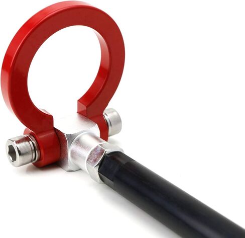 iJDMTOY Compatible with 2014-2019 C7 Chevrolet Corvette Z06 Z51 ZR1 Gran Sport Models Red/Silver Cast Aluminum Track Racing Style Tow Hook in Saudi Arabia