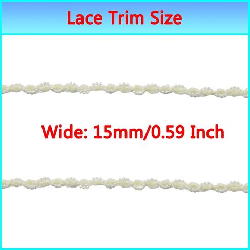 Beaded Lace Trim Polyester Braided Ribbon 7 Yards 15mm Wide Lace Trim for Sewing Crafts Clothing Curtains Accessories Lampshade Home DIY Decoration (Beige, 15mm Wide) in Kuwait