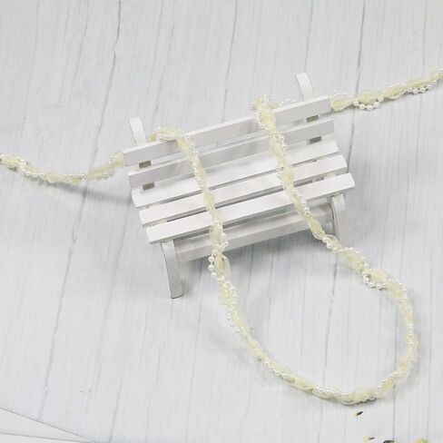 Beaded Lace Trim Polyester Braided Ribbon 7 Yards 15mm Wide Lace Trim for Sewing Crafts Clothing Curtains Accessories Lampshade Home DIY Decoration (Beige, 15mm Wide) in Kuwait