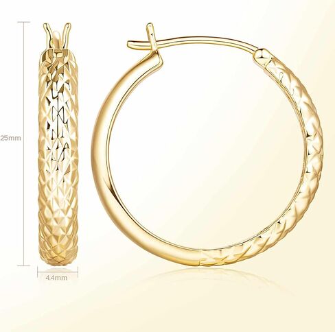 NEARLAND Gold Earrings 14K Gold Hoop Earrings for Women Trendy 14K Gold Earrings Gold Hoop Earrings Unique Pattern Gold Earrings for Women Hoops Earrings Gifts for Women 25mm*4.4mm in Saudi Arabia