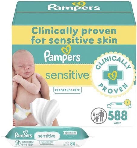 Pampers Sensitive, Water Based Baby Wipes, 168 Count (Pack of 3) in Saudi Arabia