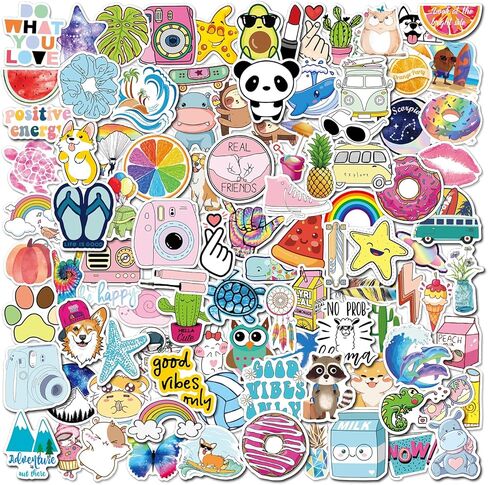 Stickers for Kids, 100 pcs Water Bottle Stickers for Kids, Cute Animal Vinyl Waterproof Stickers for Laptop Computer, Kawaii Stickers for Boys Girls Teachers Classroom Prizes for Students in Kuwait