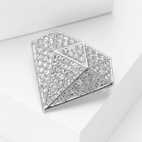 Sparkling Diamond Shape Brooch Pins Cubic Zirconia Crystal Rhinestone Lapel Collar Suit Dress Hat Badges Clothes Accessories Dainty Wedding Party Holiday Boutonniere Jewelry for Women Bride in Saudi Arabia