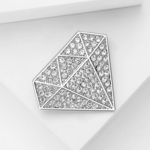 Sparkling Diamond Shape Brooch Pins Cubic Zirconia Crystal Rhinestone Lapel Collar Suit Dress Hat Badges Clothes Accessories Dainty Wedding Party Holiday Boutonniere Jewelry for Women Bride in Saudi Arabia