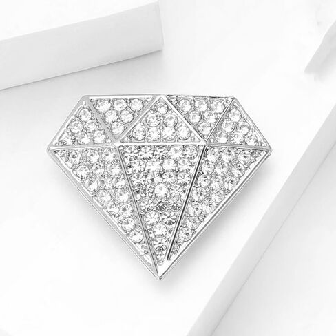 Sparkling Diamond Shape Brooch Pins Cubic Zirconia Crystal Rhinestone Lapel Collar Suit Dress Hat Badges Clothes Accessories Dainty Wedding Party Holiday Boutonniere Jewelry for Women Bride in Saudi Arabia