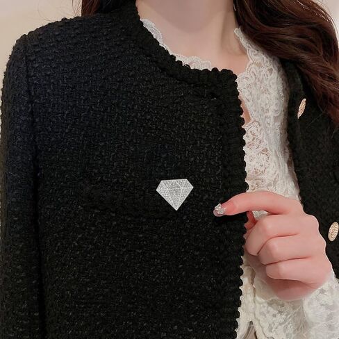 Sparkling Diamond Shape Brooch Pins Cubic Zirconia Crystal Rhinestone Lapel Collar Suit Dress Hat Badges Clothes Accessories Dainty Wedding Party Holiday Boutonniere Jewelry for Women Bride in Saudi Arabia